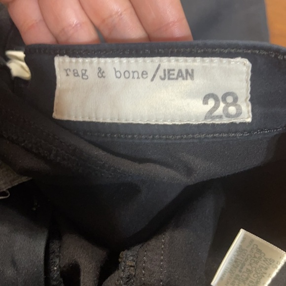 Rag & Bone Mid Rise Soft Twill Skinny Legging Jeans Black Plush Sz 28 - Picture 7 of 7